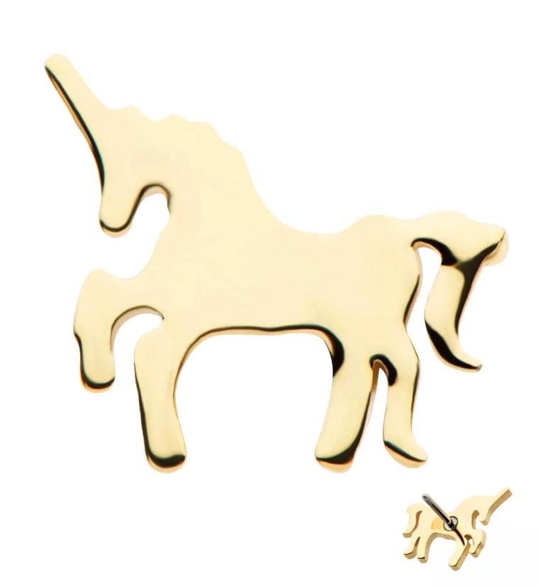14kt Gold Mini Unicorn Threadless Top - Mrs Treak