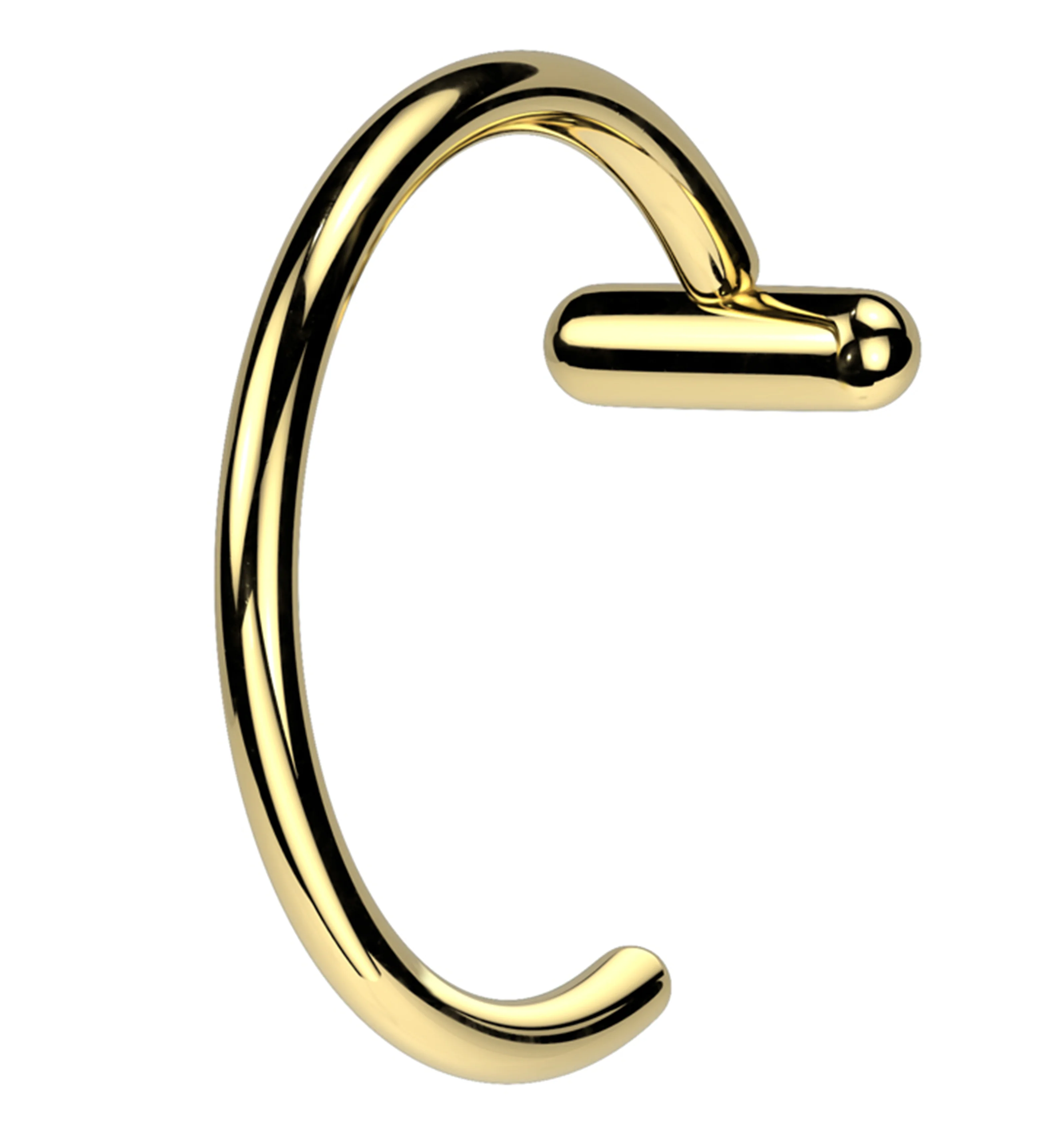 Gold PVD Bar Titanium Nose Hoop Ring - Mrs Treak