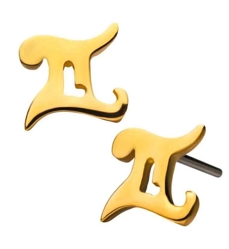 14kt Gold Gemini Zodiac Sign Threadless Top - Mrs Treak
