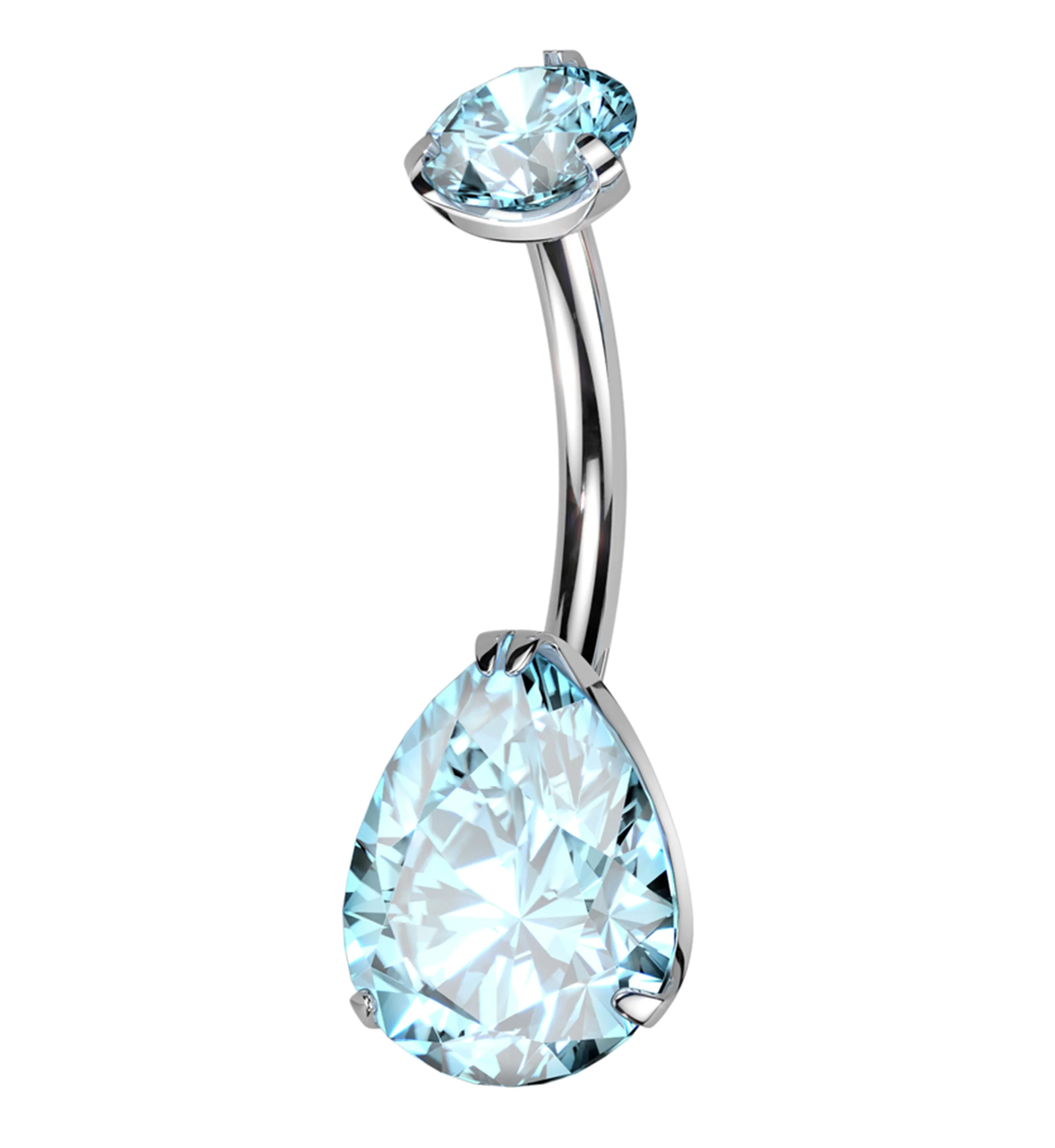 Aqua Teardrop CZ Titanium Belly Button Ring - Mrs Treak