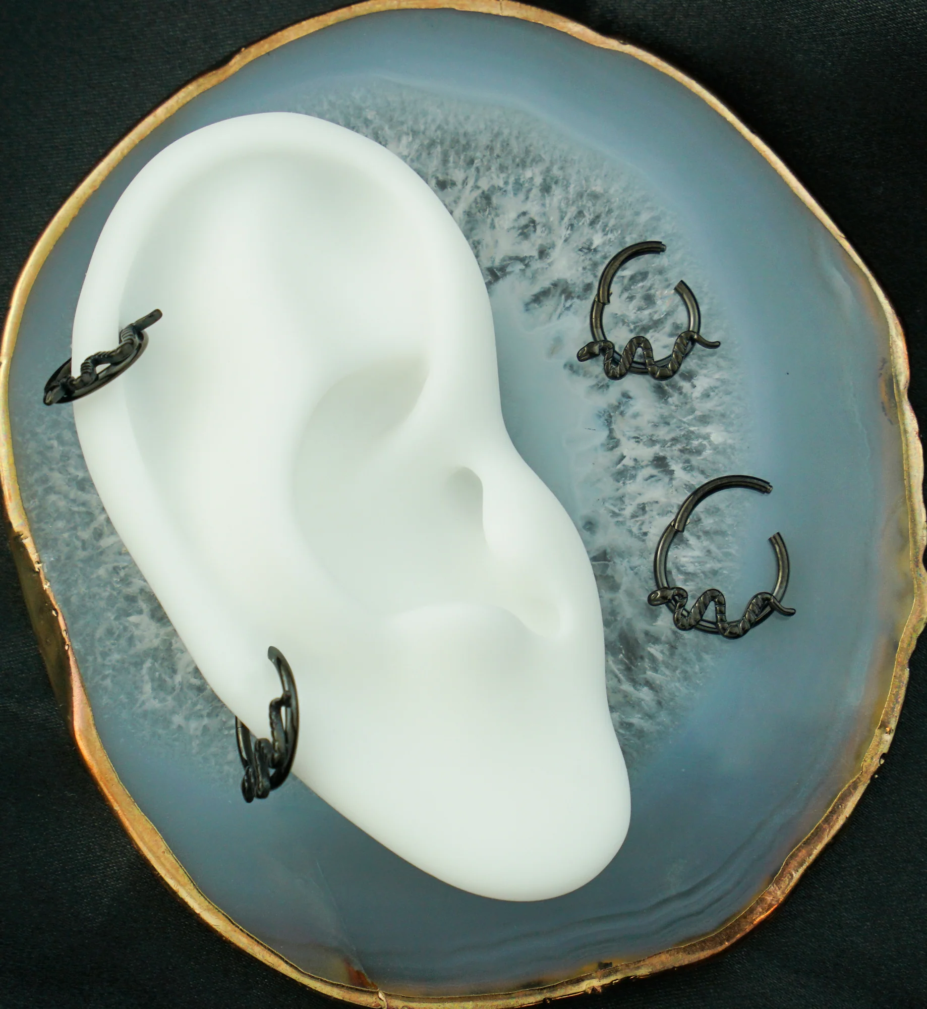 Black PVD Snake Titanium Hinged Segment Ring - Mrs Treak