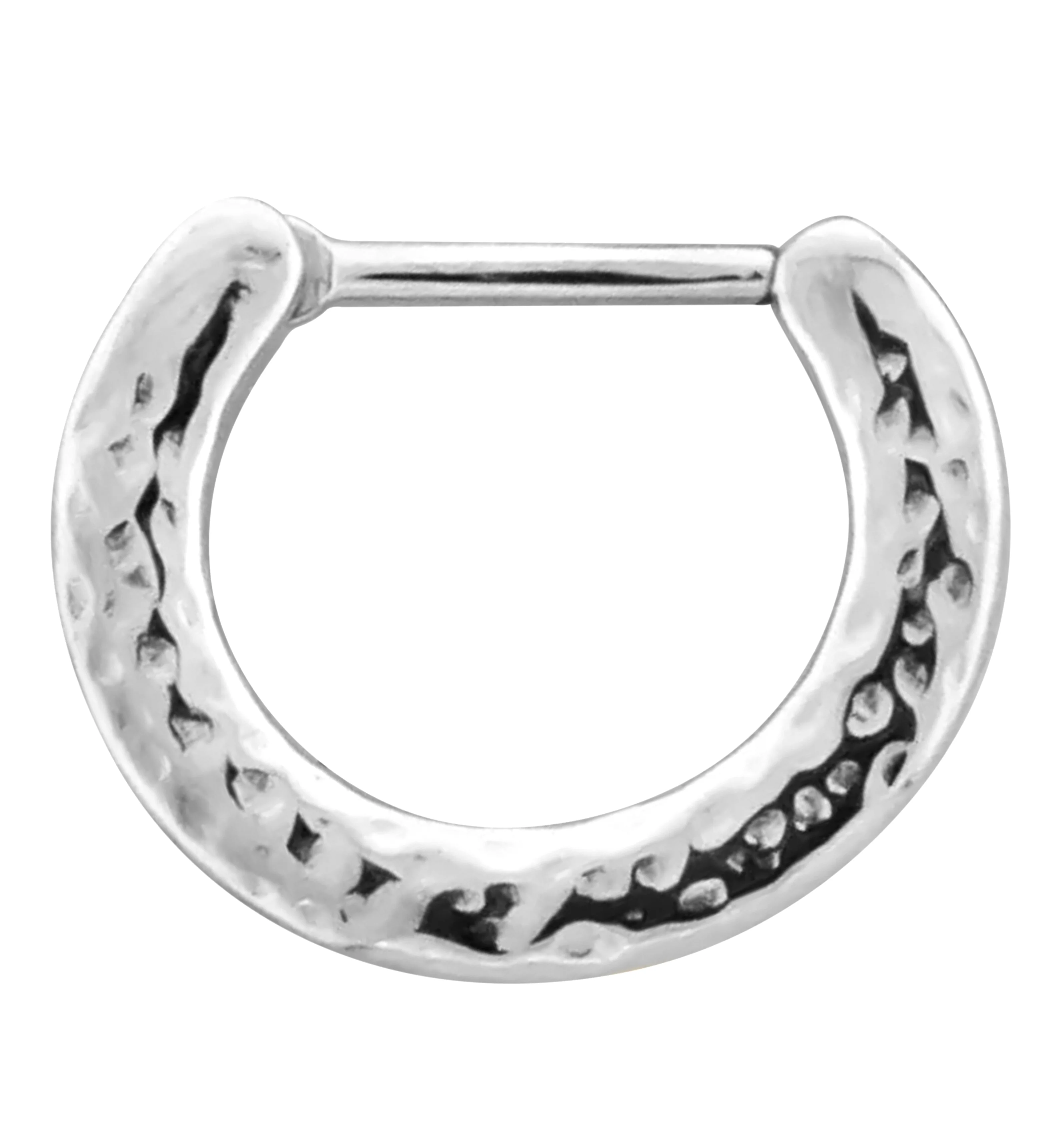 Stamp Hammered Stainless Steel Hinged Segment Ring - Mrs Treak