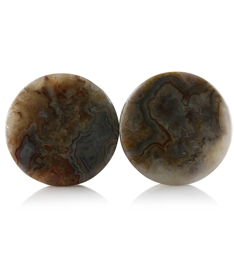 Laguna Lace Agate Stone Plugs 1 Inch (25mm) Version 15 - Mrs Treak