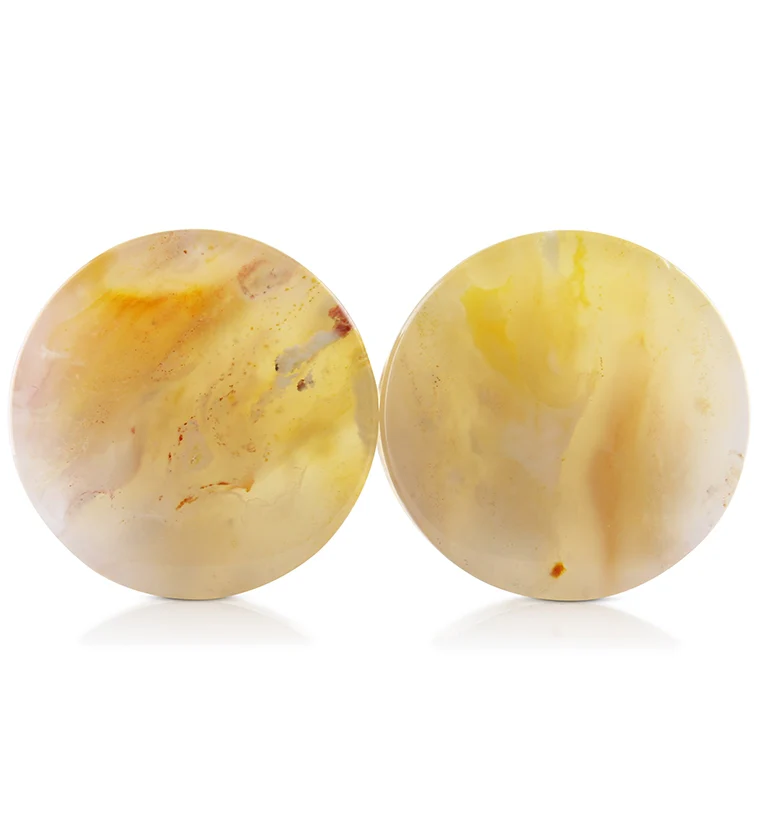 Graveyard Point Plume Agate Stone Plugs 1 Inch (25mm) Version 1 - Mrs Treak