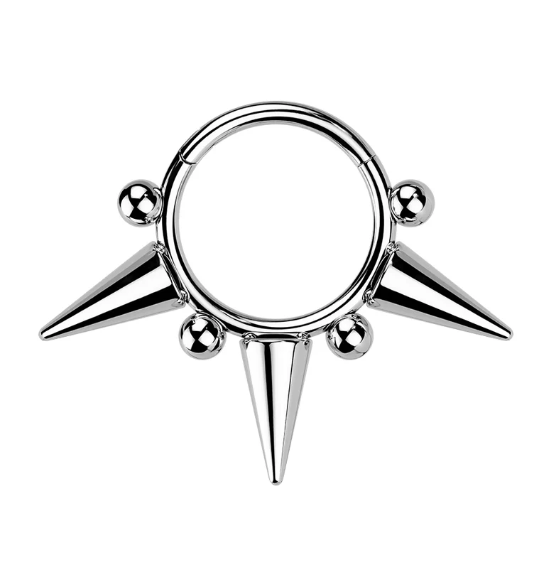 Spike Stainless Steel Hinged Segment Ring - Mrs Treak