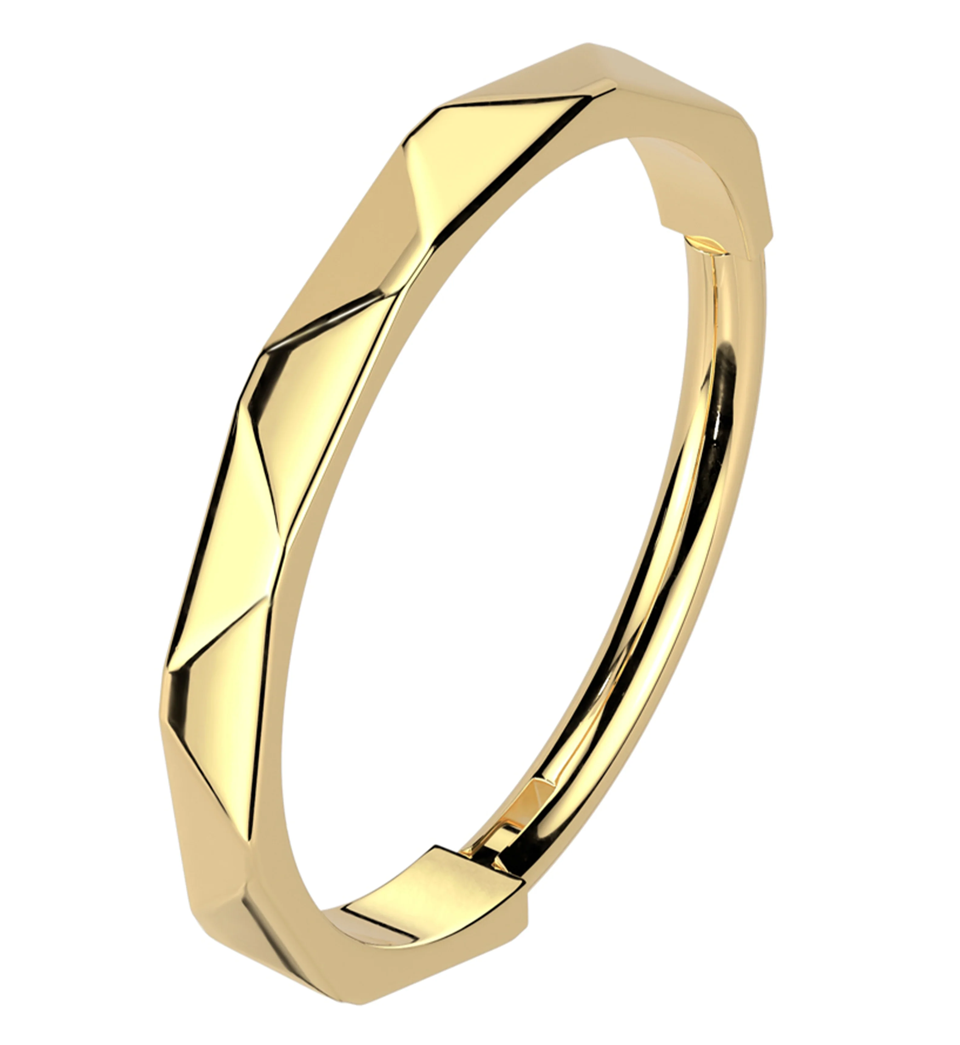 Gold PVD Thin Faceted Titanium Hinged Segment Ring - Mrs Treak