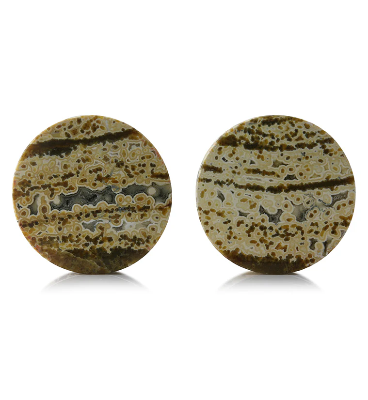 Ocean Jasper Stone Plugs 1 & 3/8