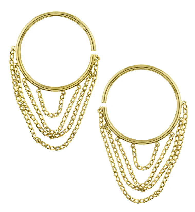 Dangle Chain Brass Ear Weights - Mrs Treak