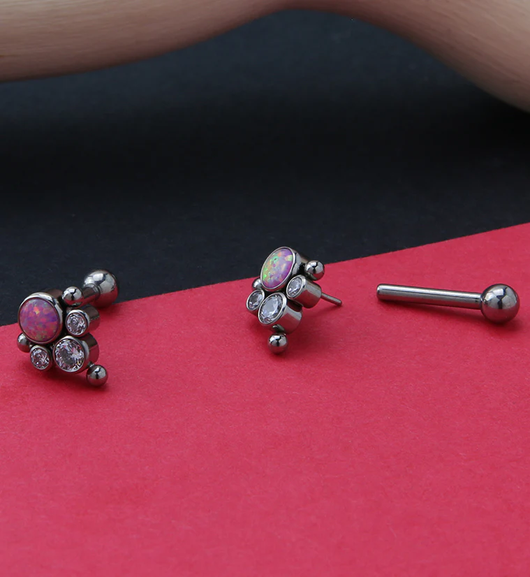 Bundle Pink Opalite Titanium Threadless Barbell - Mrs Treak