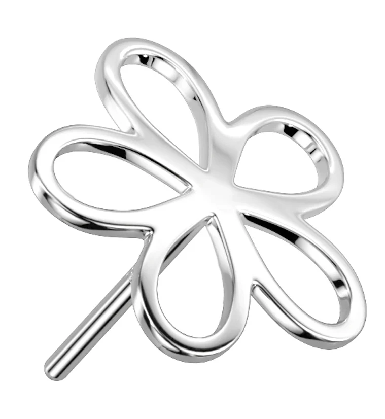 14kt White Gold Flower Trace Threadless Top - Mrs Treak