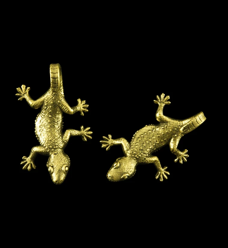 Lizard Brass Ear Weights - Mrs Treak