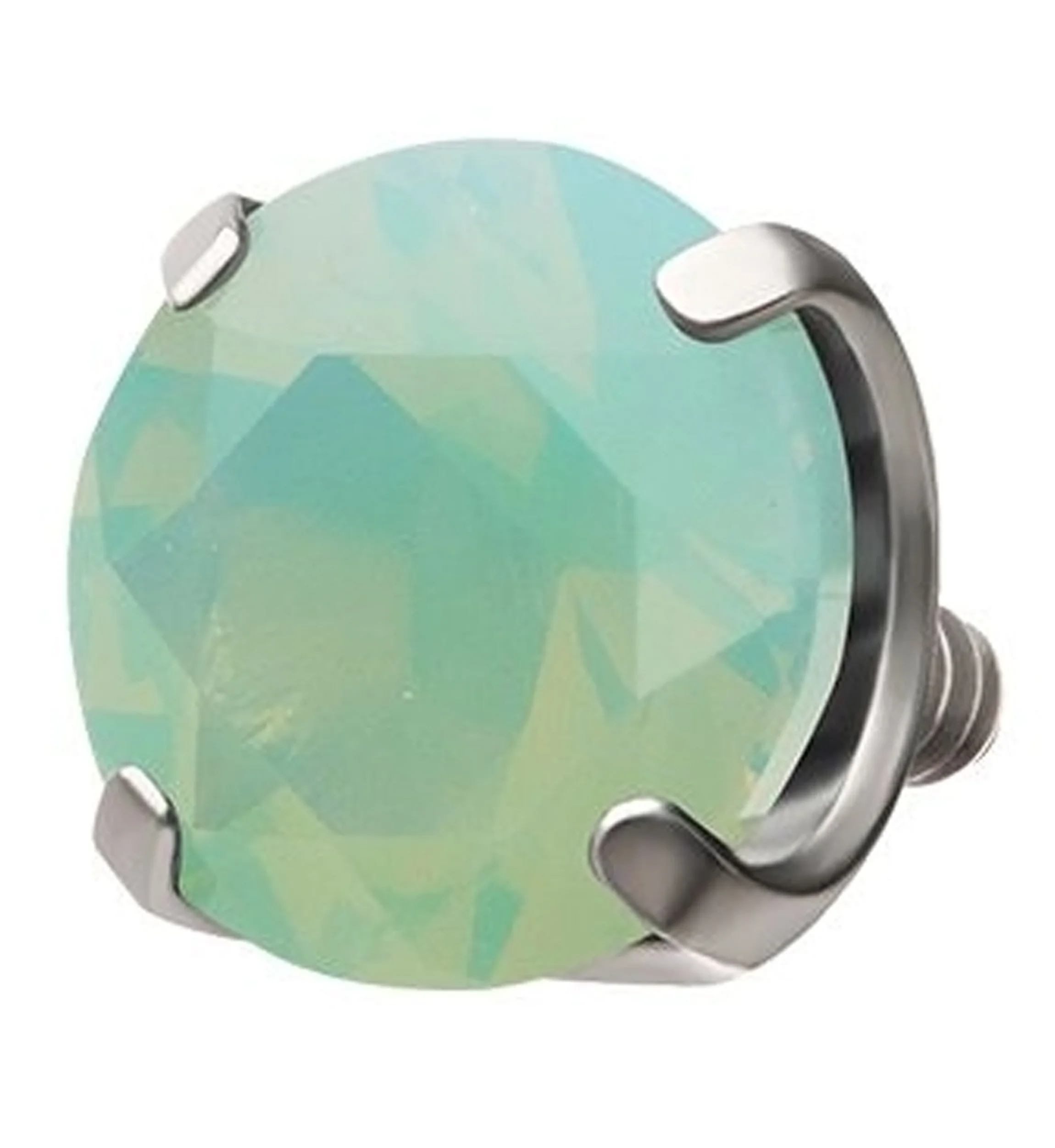 Faceted Green Opalite Titanium Internally Threaded Top - Mrs Treak