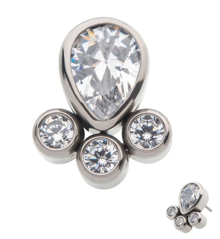 Tetrad CZ Titanium Threadless Top - Mrs Treak