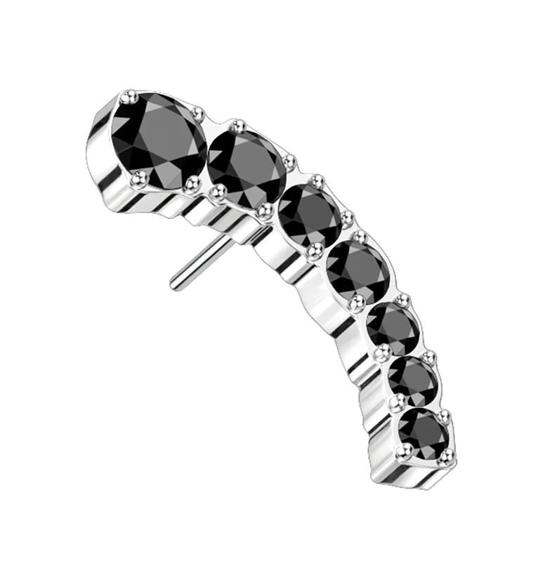 Ascend Black CZ Threadless Titanium Top - Mrs Treak