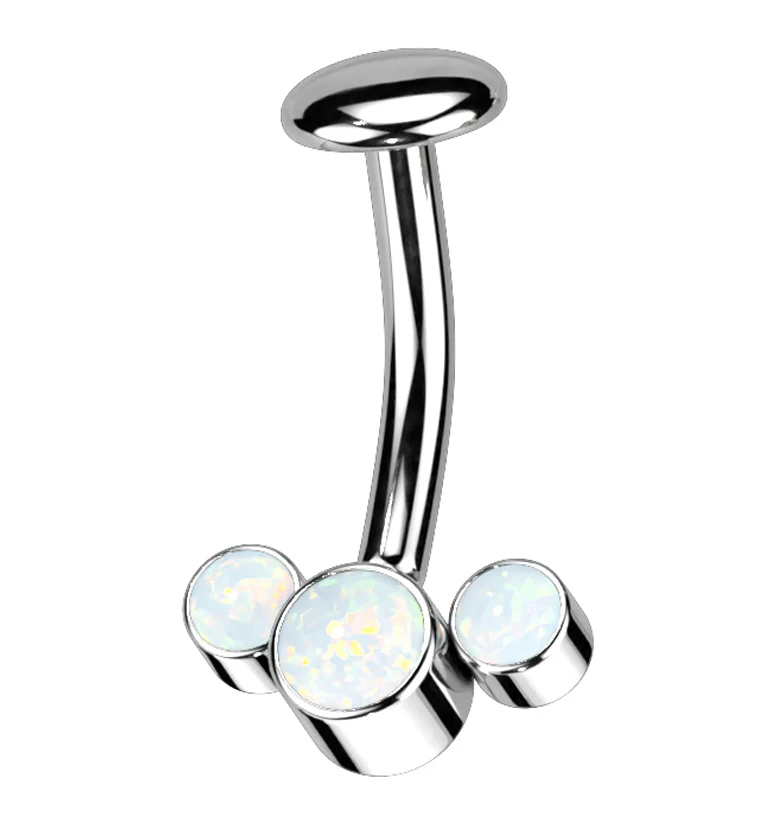 Triple White Opalite Titanium Threadless Floating Belly Button Ring - Mrs Treak