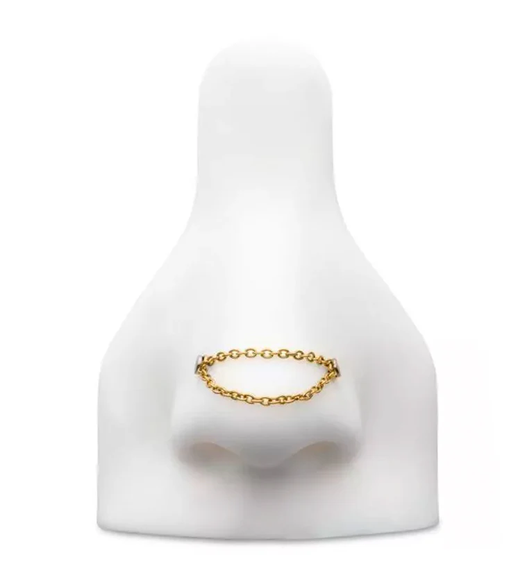 24kt Gold PVD Double Rolo Titanium Nose Piercing Chain - Mrs Treak