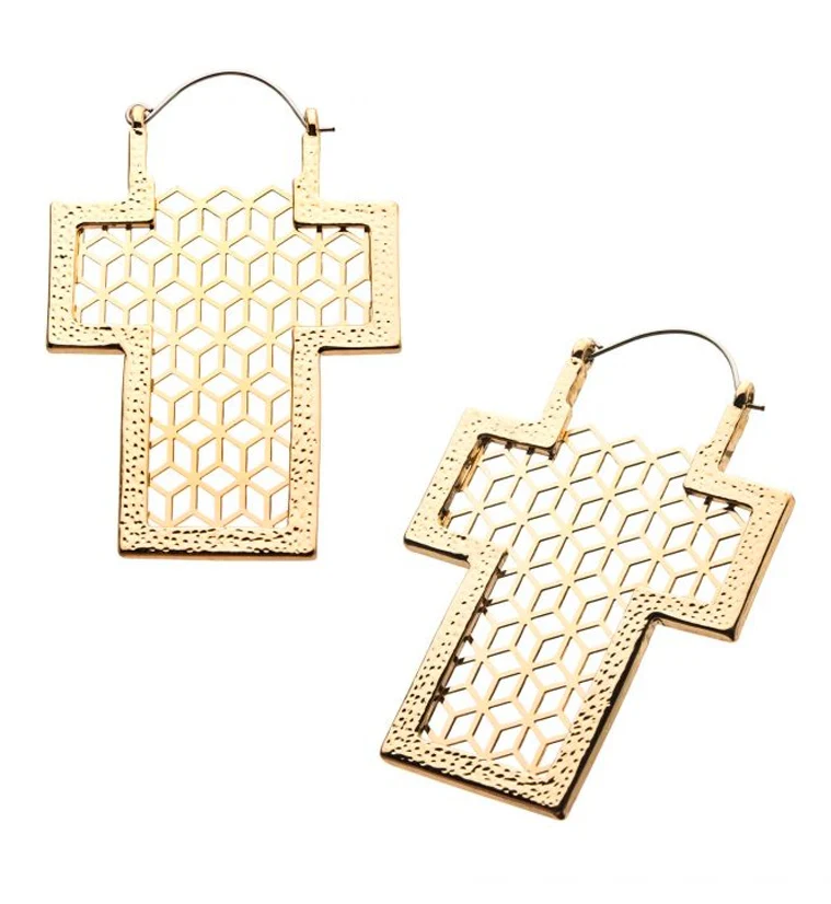 20G Golden Cross Plug Hoops - Mrs Treak