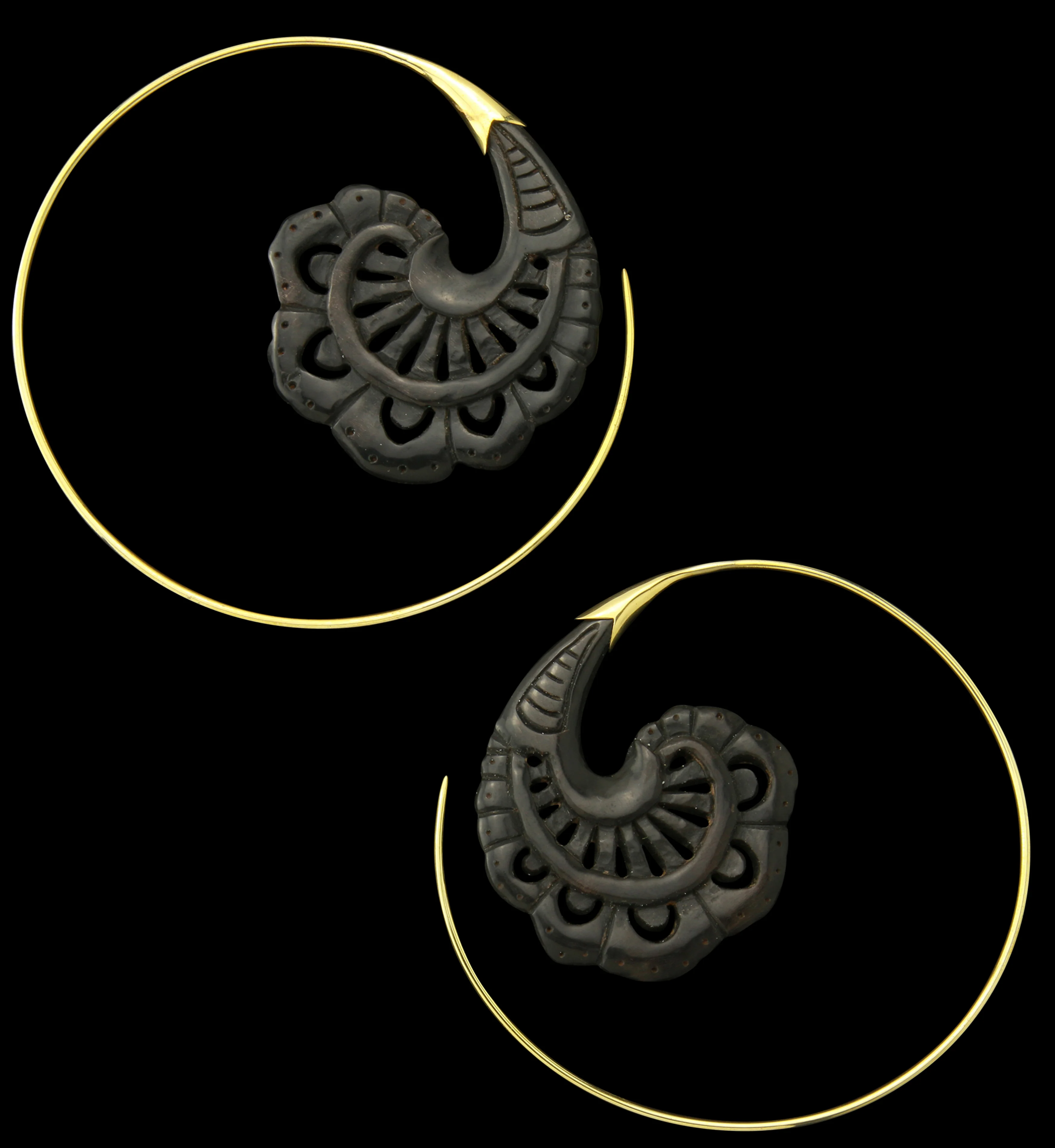 18G Baroque Horn Brass Hangers / Earrings - Mrs Treak