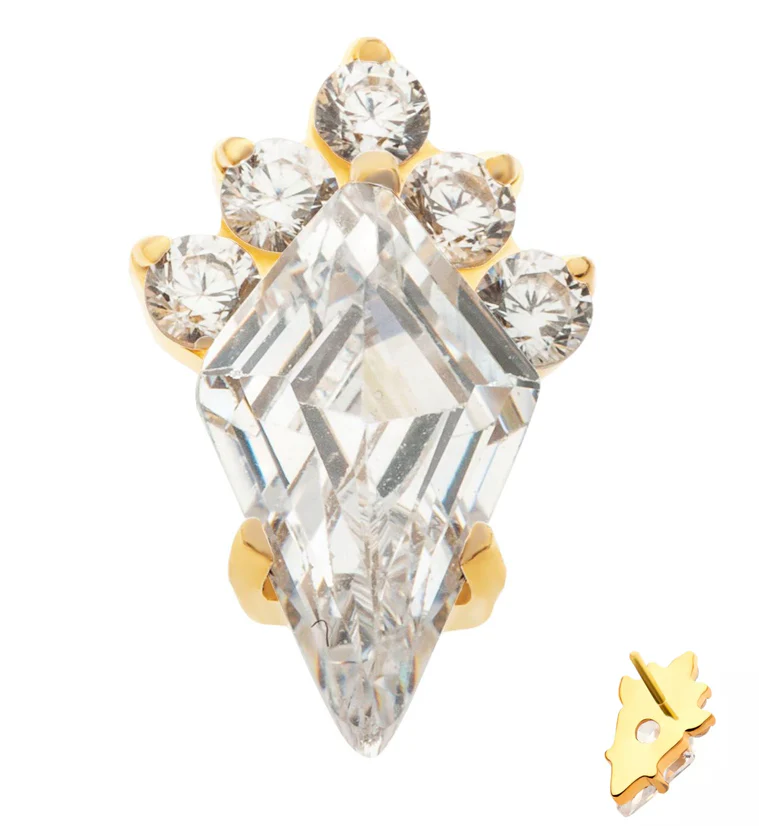 24kt Gold PVD Adorn Clear CZ Threadless Titanium Top - Mrs Treak