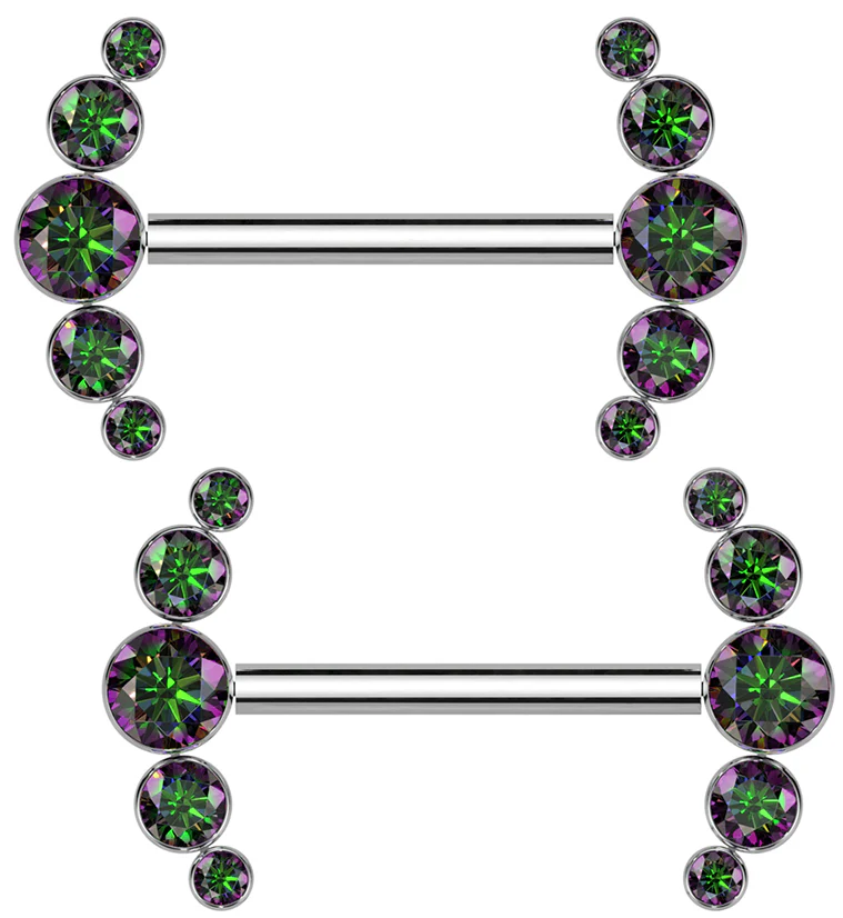 Arch Black Aurora CZ Titanium Threadless Nipple Ring Barbell - Mrs Treak