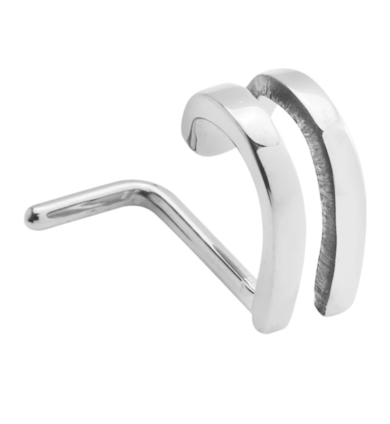 18G Double Line Titanium Nose Curve Ring - Mrs Treak