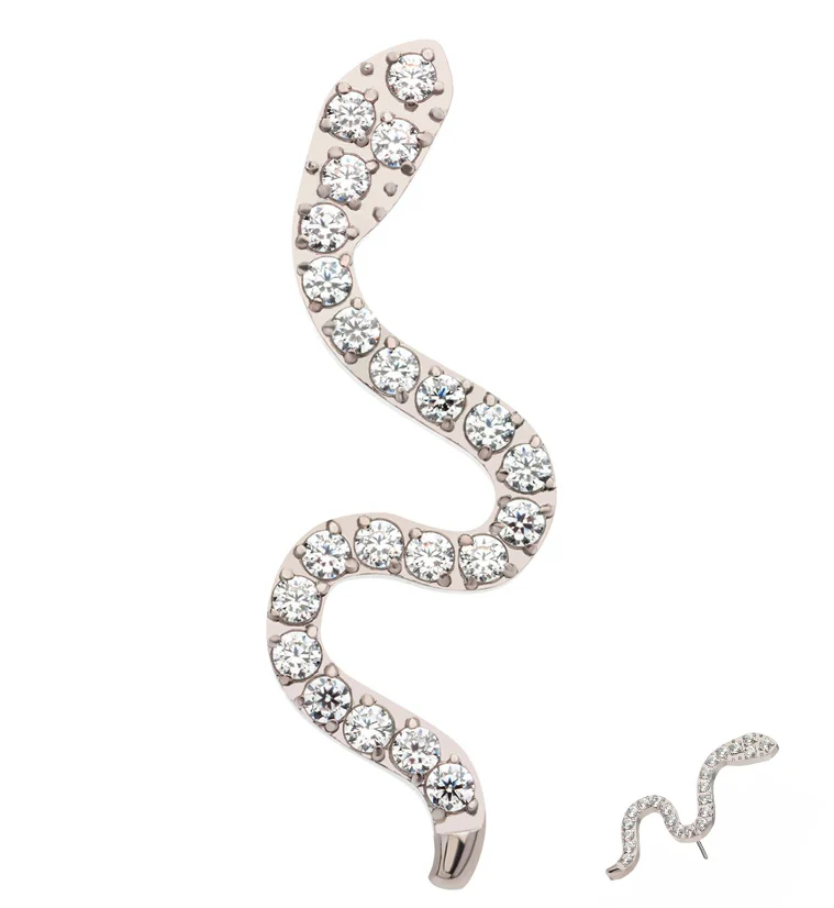 Snake Pave CZ Threadless Titanium Top - Mrs Treak