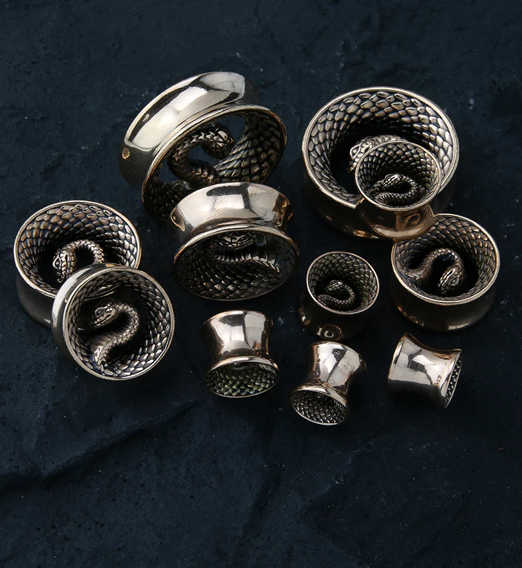 Rose Gold PVD Snake Stainless Steel Tunnels - Mrs Treak