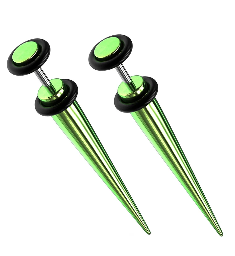 16G Green PVD Stainless Steel Fake Tapers - Gauges - Mrs Treak