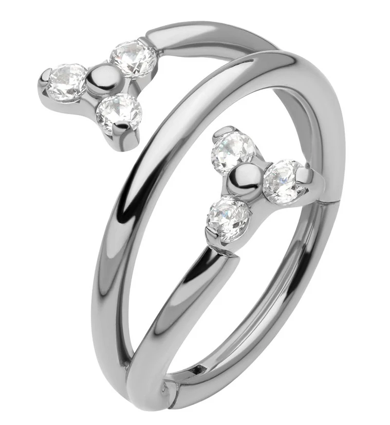 Tri CZ Twist Titanium Hinged Segment Ring - Mrs Treak