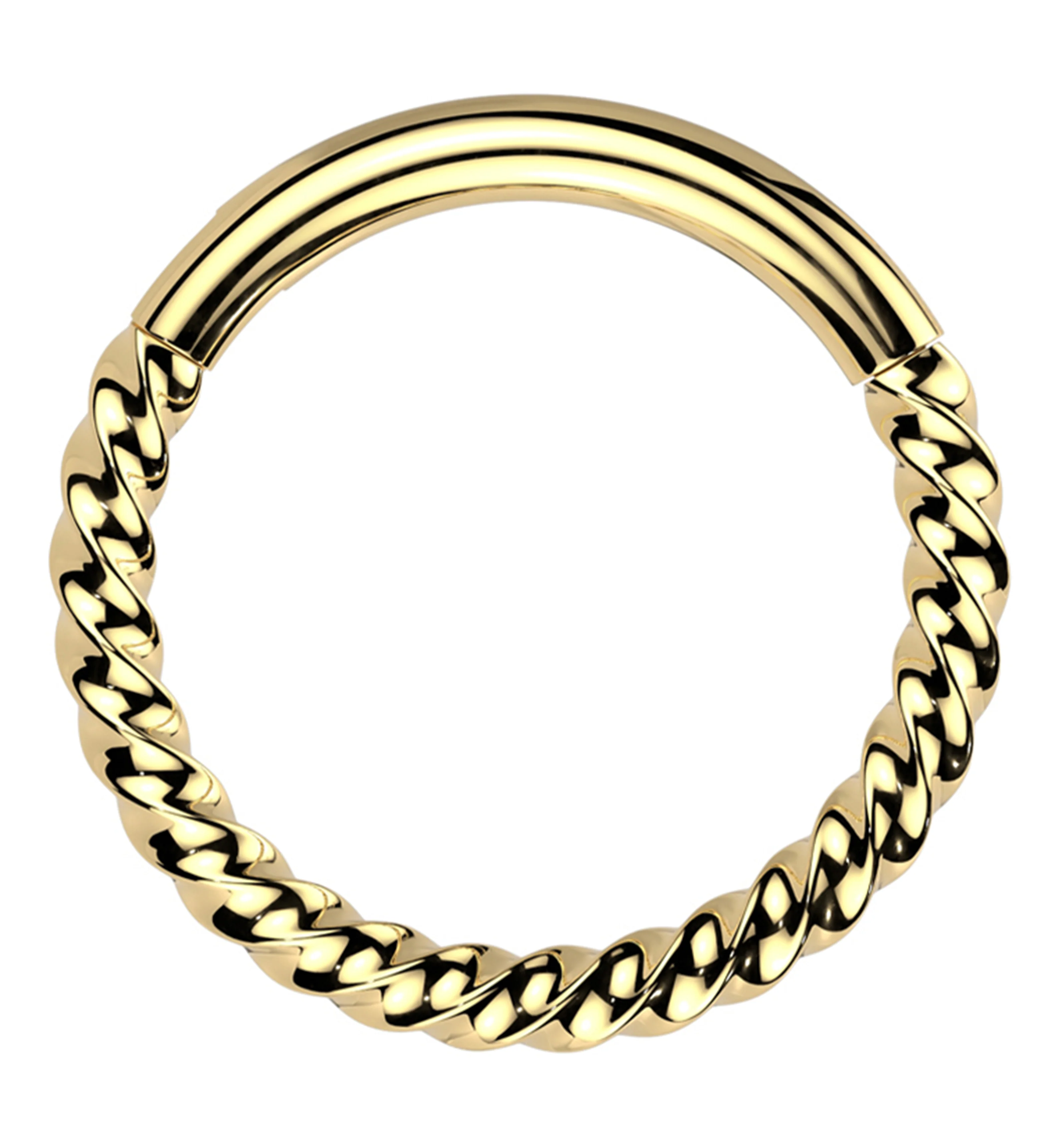 Gold PVD Twisted Titanium Segment Ring - Mrs Treak