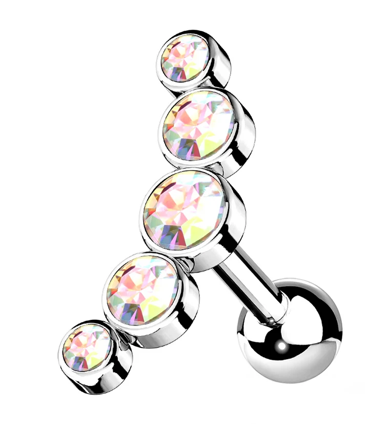 16G Rainbow Aurora Arc Gem Cartilage Barbell - Mrs Treak