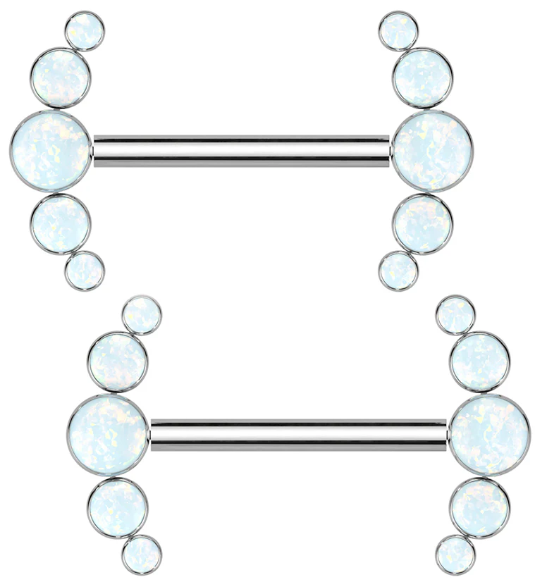 Arch White Opalite Titanium Threadless Nipple Ring Barbell - Mrs Treak