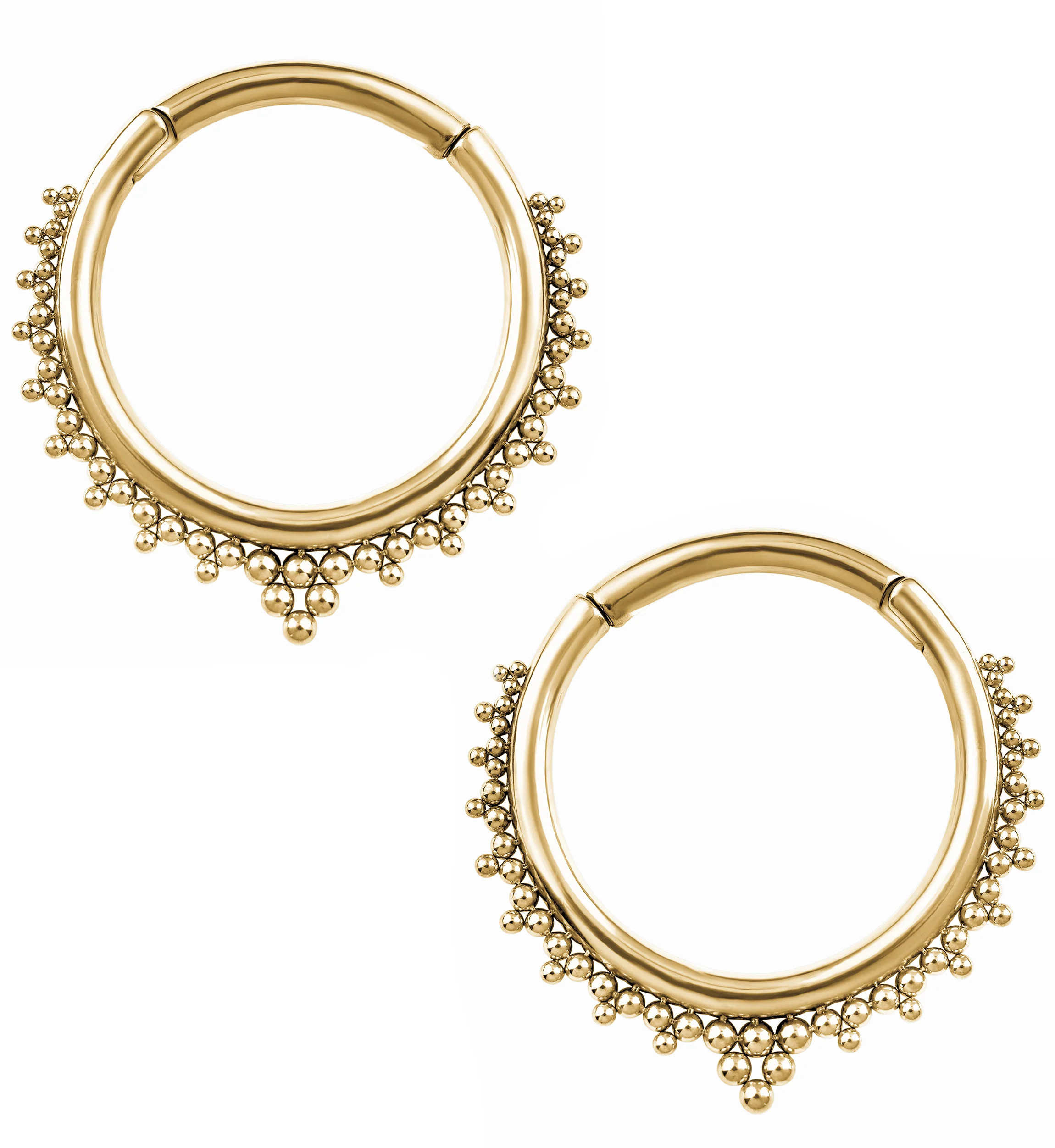 Gold PVD Multi-Bead Stainless Steel Hinged Ear Weights - Mrs Treak