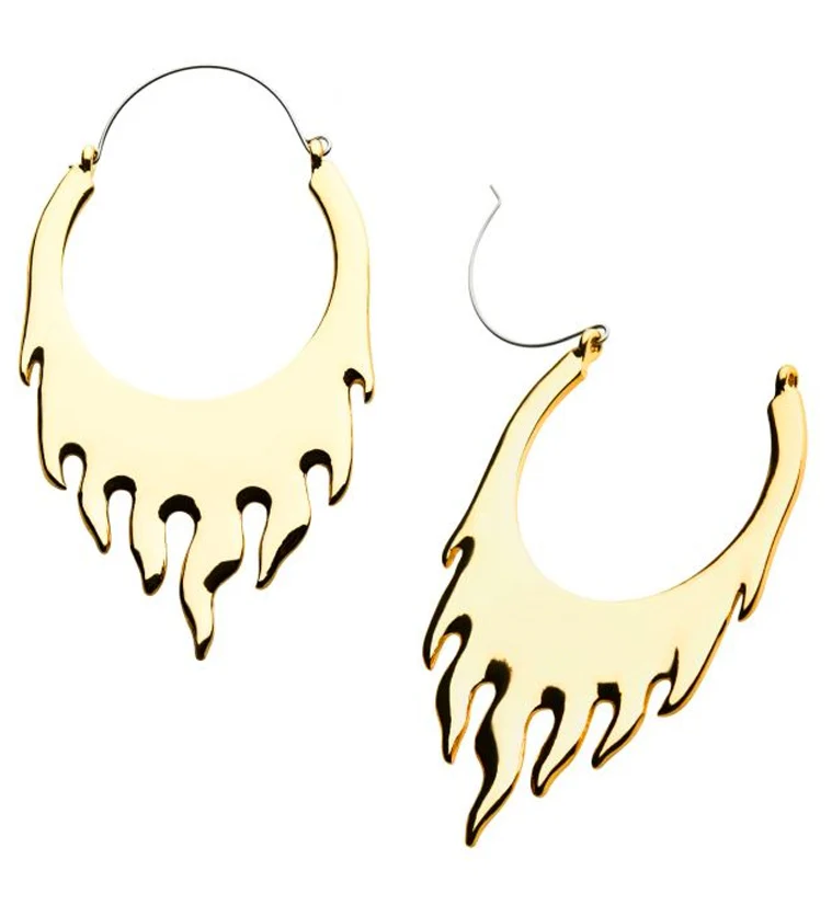 20G Golden Flame Plug Hoops - Mrs Treak