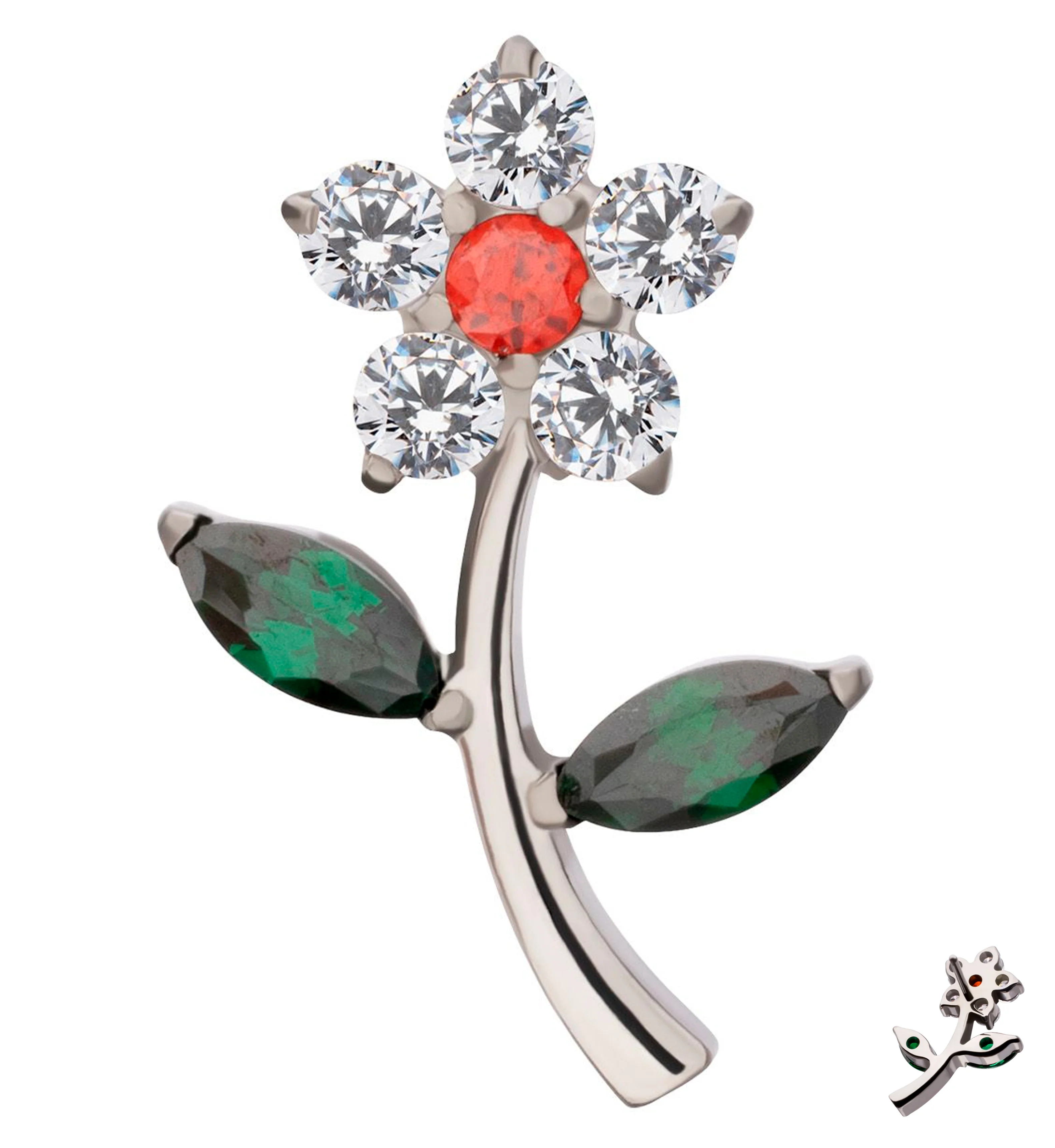 Blooming Flower CZ Titanium Threadless Top - Mrs Treak