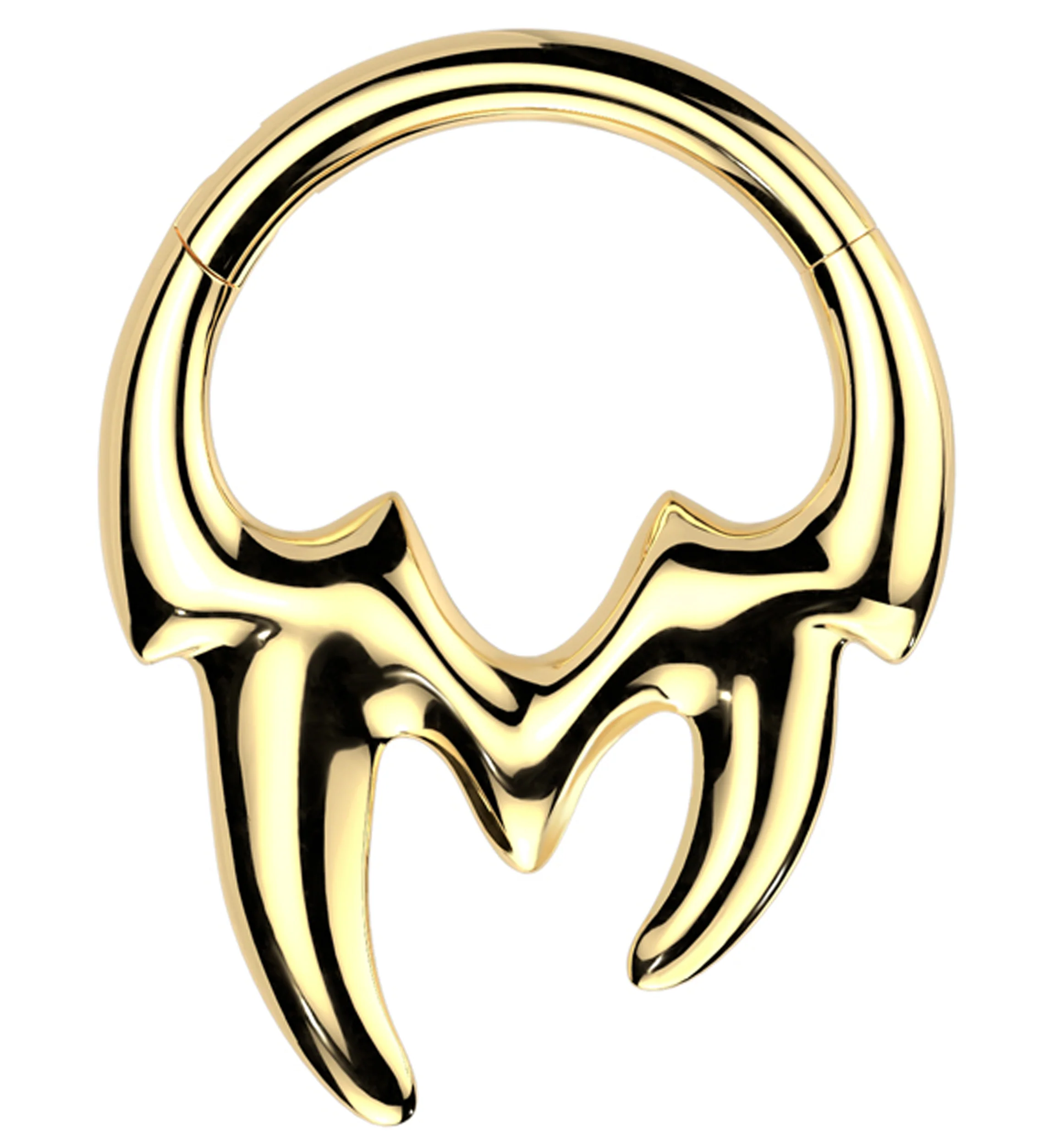 Gold PVD Fangs Titanium Hinged Segment Ring - Mrs Treak
