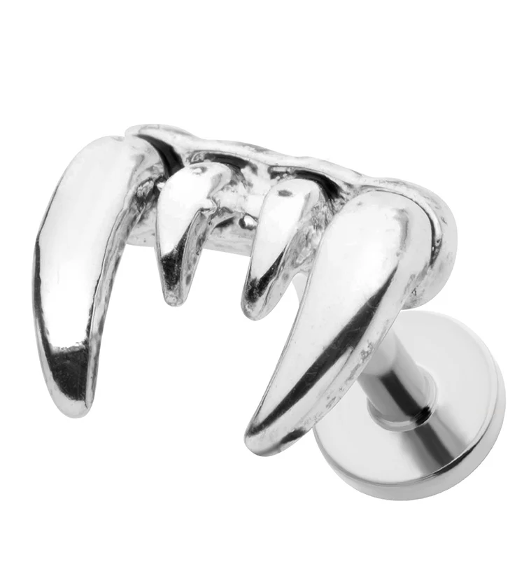 Fang Stainless Steel Threadless Labret - Mrs Treak