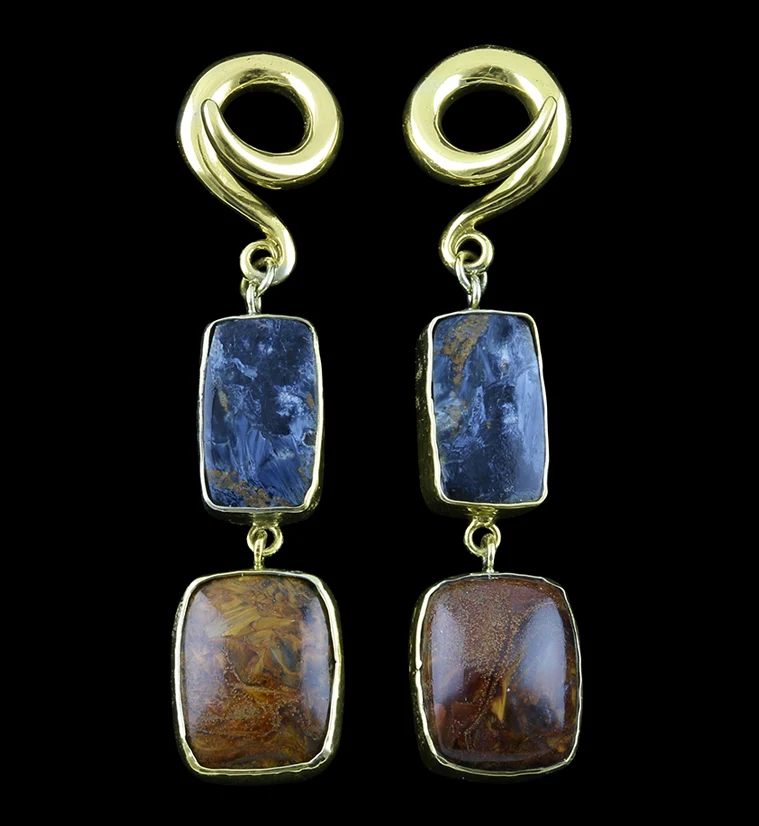 Double Pietersite Stone Ear Weights Version 4 - Mrs Treak