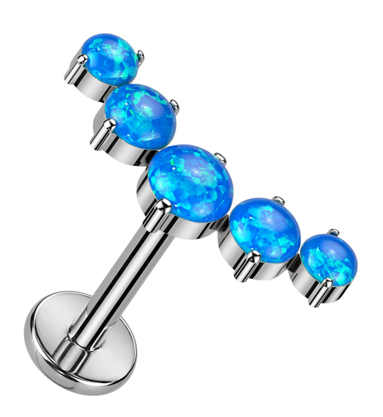 Curve Blue Opalite Titanium Internally Threaded Labret - Mrs Treak