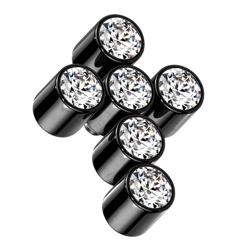 Black PVD Cross CZ Titanium Internally Threaded Top - Mrs Treak