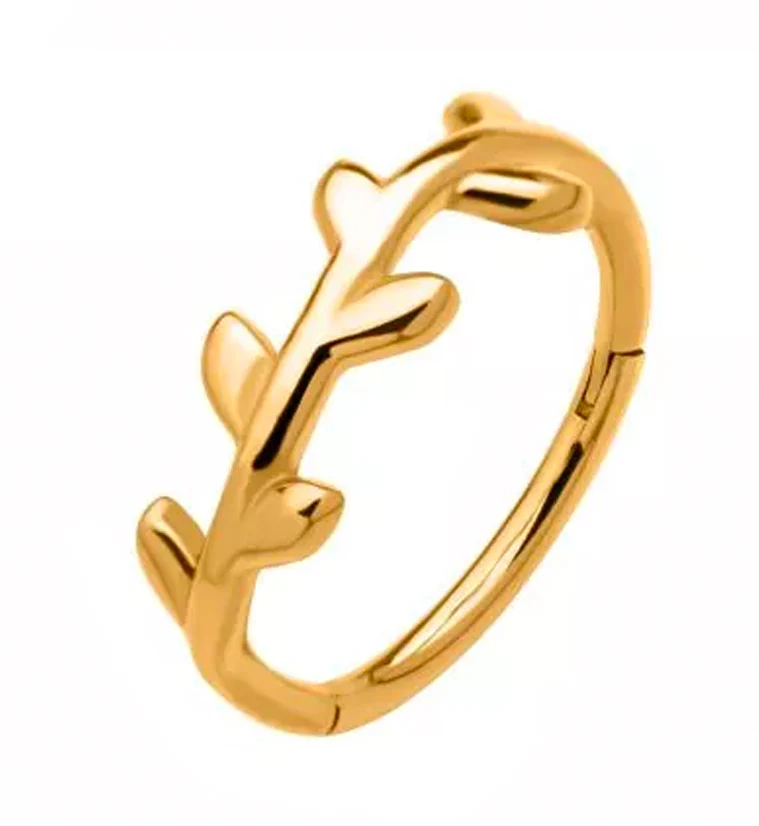 Gold PVD Vine Hinged Segment Ring - Mrs Treak
