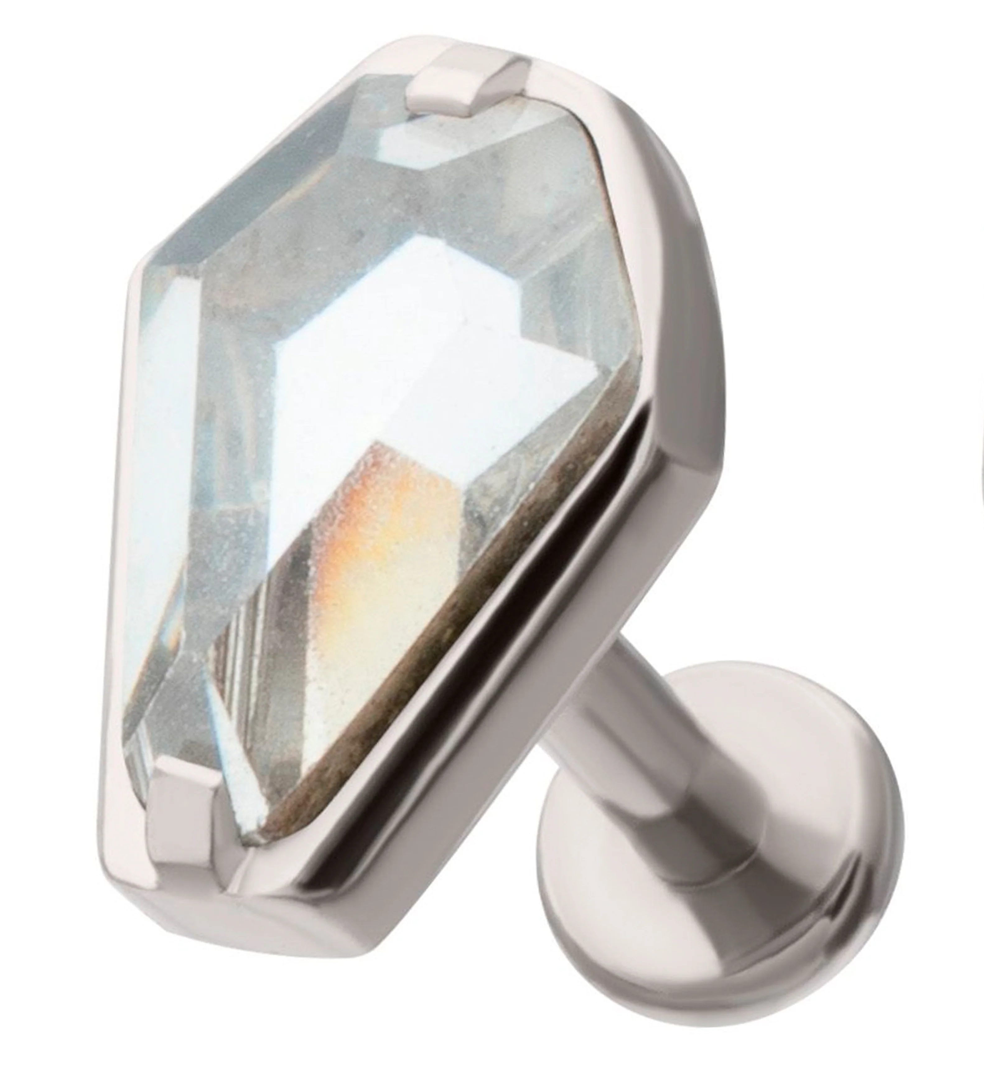 Coffin Clear CZ Stainless Steel Internally Threaded Labret - Mrs Treak