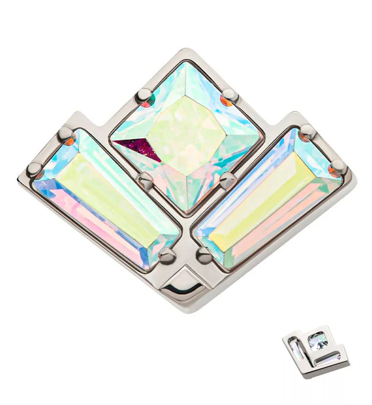 Vertex Rainbow Aurora CZ Threadless Titanium Top - Mrs Treak
