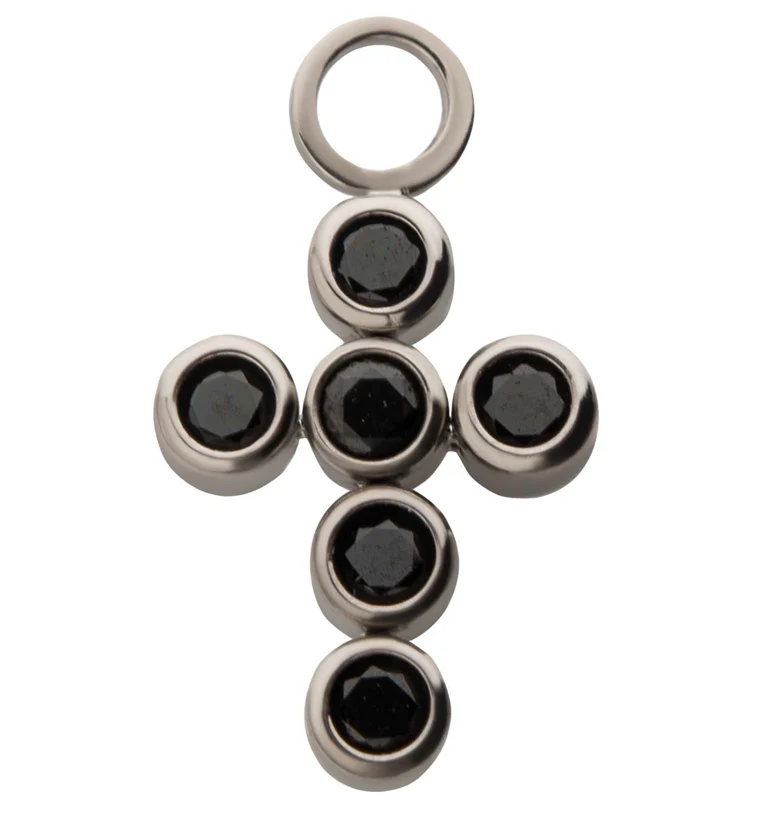 Cross Black CZ Titanium Charm - Mrs Treak