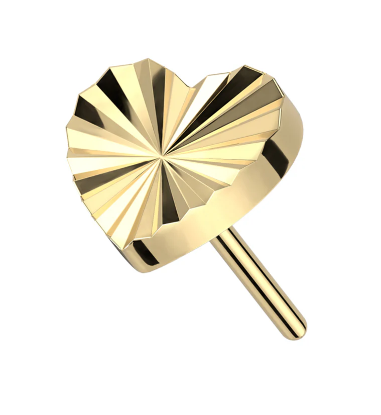Gold PVD Retro Heart Threadless Titanium Top - Mrs Treak