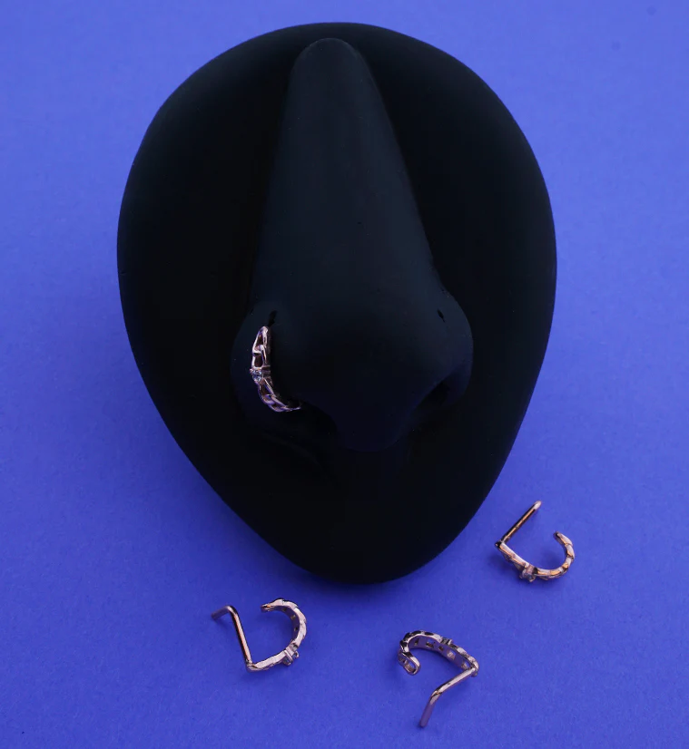 Rose Gold PVD Chain Clear CZ Nose Curve - Mrs Treak