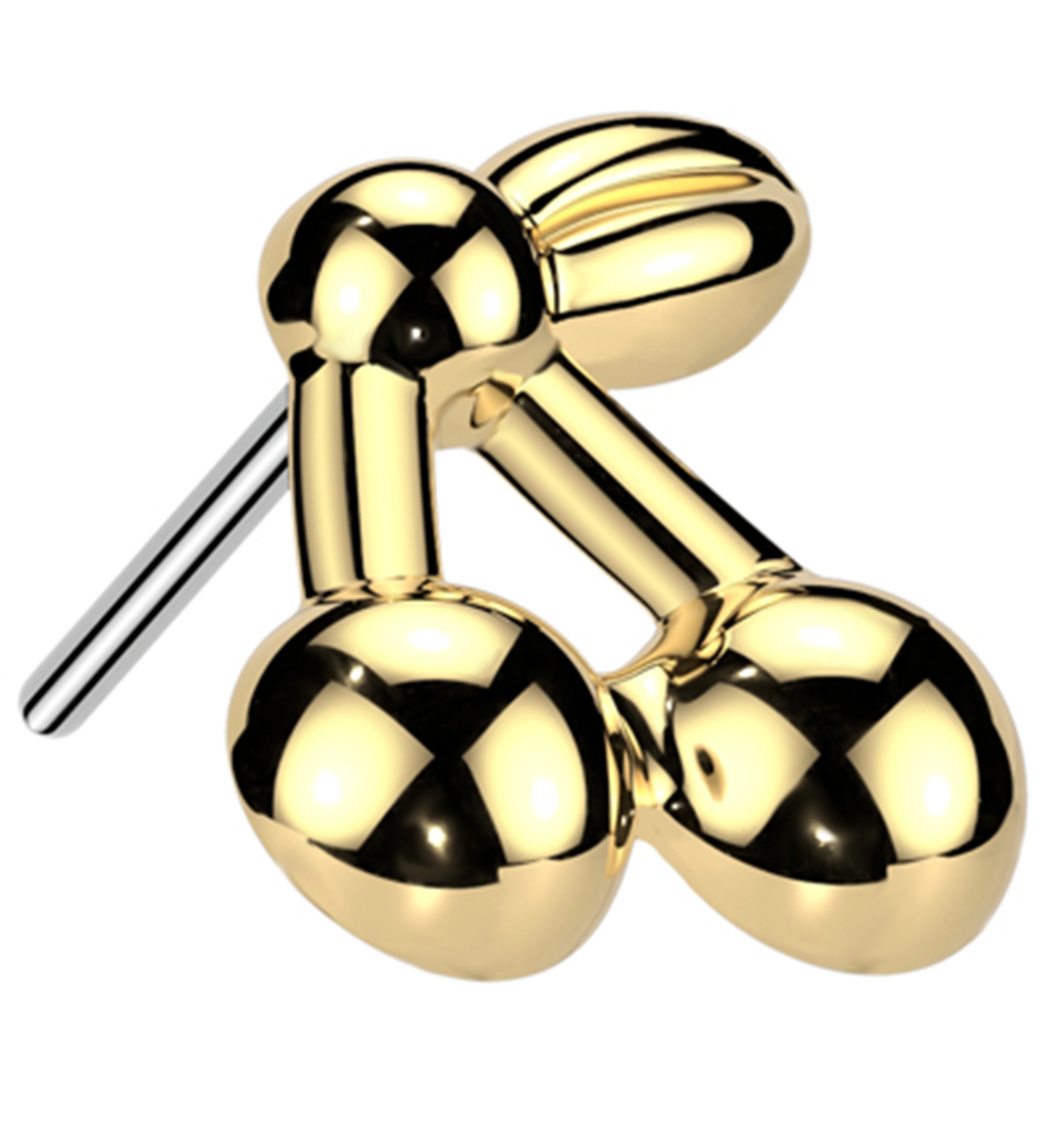 Gold PVD Double Cherries Titanium Threadless Top - Mrs Treak