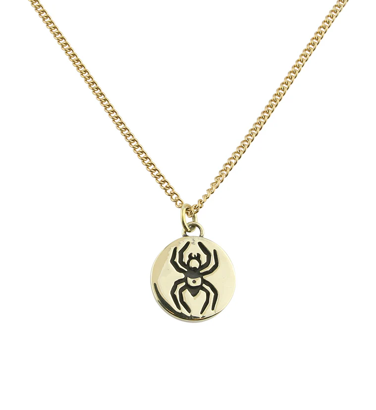 Spider Brass Charm Necklace - Mrs Treak