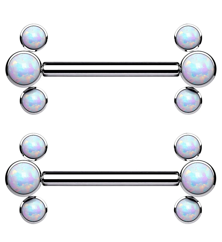 14G Opalite Trinary Titanium Threadless Nipple Bars - Mrs Treak