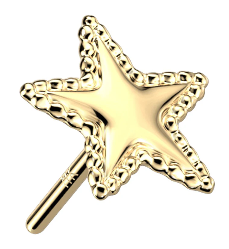 14kt Gold Beaded Star Threadless Top - Mrs Treak